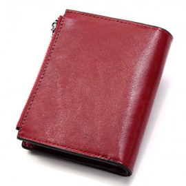 Women Trifold Genuine Leather Short Wallet 15 Card Holder Coin Purse