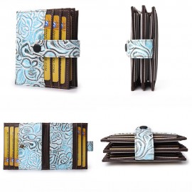 Women Vintage Genuine Leather 17 Card Slot Slim Card Holder Wallet Embossed Coin Purse