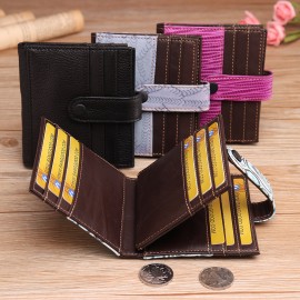 Women Vintage Genuine Leather 17 Card Slot Slim Card Holder Wallet Embossed Coin Purse