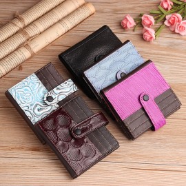 Women Vintage Genuine Leather 17 Card Slot Slim Card Holder Wallet Embossed Coin Purse