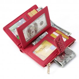 Women Casual 11 Card Slots Solid Wallet Coin Purse