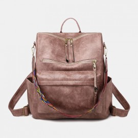 Women Faux Leather Solid Shoulder Bag Backpack