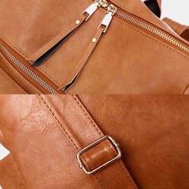 Women Faux Leather Solid Shoulder Bag Backpack