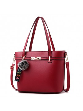 Women Pure Color Venonat Decorational Handbag Shoulder Bag Crossbody Bags