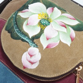 Brenice National Shoulder Bags Multifunction Canvas Striped Backpack