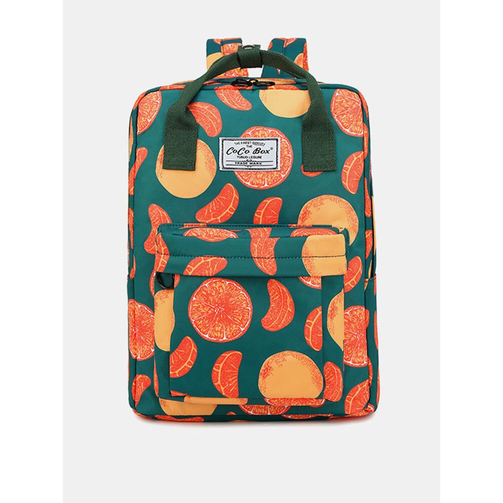 Women Waterproof Large Capacity Print Casual Backpack Drawstring pocket