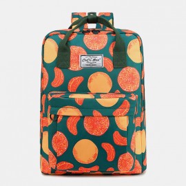 Women Waterproof Large Capacity Print Casual Backpack Drawstring pocket