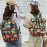 Women Waterproof Large Capacity Print Casual Backpack Drawstring pocket