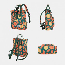 Women Waterproof Large Capacity Print Casual Backpack Drawstring pocket