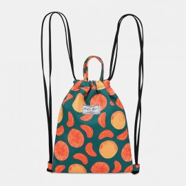 Women Waterproof Large Capacity Print Casual Backpack Drawstring pocket