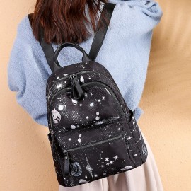 Women Large-capacity Starry Sky Pattern Shoulder Bag Backpack