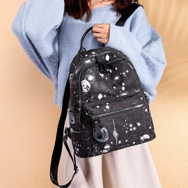 Women Large-capacity Starry Sky Pattern Shoulder Bag Backpack