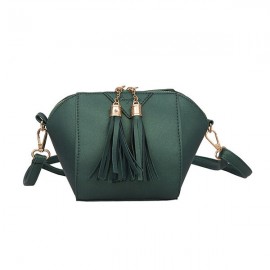 Women Mini Tassel Phone Bag Shell Solid Leisure Crossbody Bag