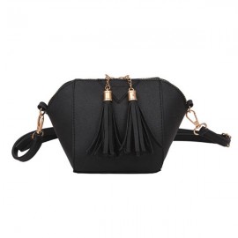 Women Mini Tassel Phone Bag Shell Solid Leisure Crossbody Bag