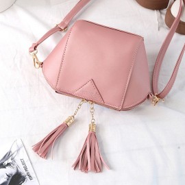 Women Mini Tassel Phone Bag Shell Solid Leisure Crossbody Bag