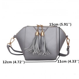 Women Mini Tassel Phone Bag Shell Solid Leisure Crossbody Bag
