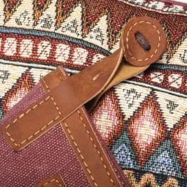 Brenice National Printing Canvas Shoulder Bags Vintage Bohemia Button Crossbody Bags