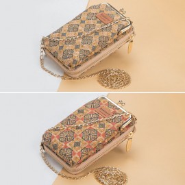 Women 6 Card Slots Chain Bag Phone Bag Cork Bag