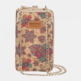 Women 6 Card Slots Chain Bag Phone Bag Cork Bag