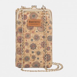 Women 6 Card Slots Chain Bag Phone Bag Cork Bag
