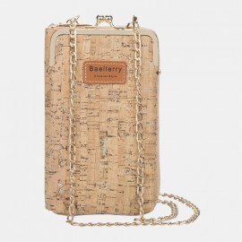 Women 6 Card Slots Chain Bag Phone Bag Cork Bag