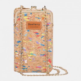 Women 6 Card Slots Chain Bag Phone Bag Cork Bag