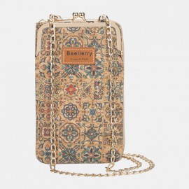Women 6 Card Slots Chain Bag Phone Bag Cork Bag
