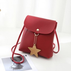 Star Decorational Flap Faux Leather Shoulder Bags Crossbody Bag Phone Bag For Women