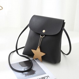 Star Decorational Flap Faux Leather Shoulder Bags Crossbody Bag Phone Bag For Women