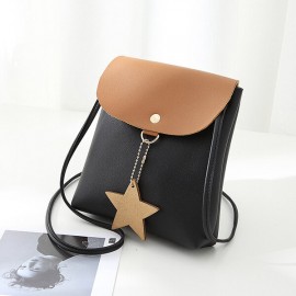 Star Decorational Flap Faux Leather Shoulder Bags Crossbody Bag Phone Bag For Women