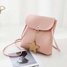 Star Decorational Flap Faux Leather Shoulder Bags Crossbody Bag Phone Bag For Women