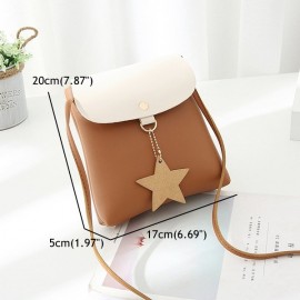 Star Decorational Flap Faux Leather Shoulder Bags Crossbody Bag Phone Bag For Women