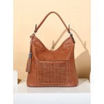 Women Laser Cut Bag Tassel Rivet Tote Bag