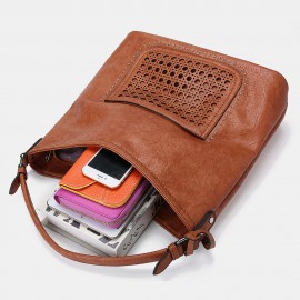 Women Laser Cut Bag Tassel Rivet Tote Bag