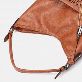 Women Laser Cut Bag Tassel Rivet Tote Bag