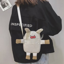 Cute Pig Cartoon Shape Canvas Bag Crossbody Bag For Women Girls