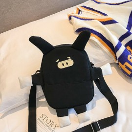 Cute Pig Cartoon Shape Canvas Bag Crossbody Bag For Women Girls