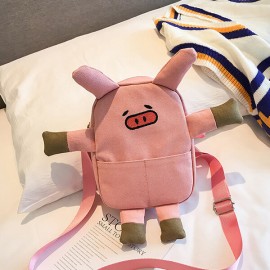Cute Pig Cartoon Shape Canvas Bag Crossbody Bag For Women Girls