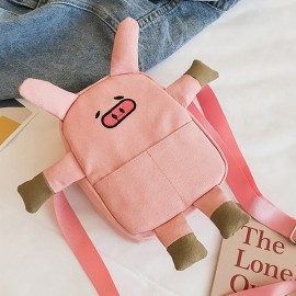 Cute Pig Cartoon Shape Canvas Bag Crossbody Bag For Women Girls