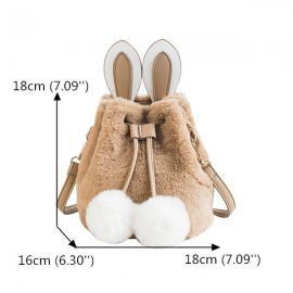Women Cute Rabbit Fluffy Bucket Bag String Crossbody Bag