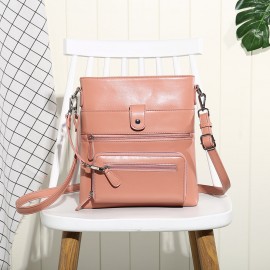 Women Anti-theft Solid 2 Picese Multifunction Crossbody Bag