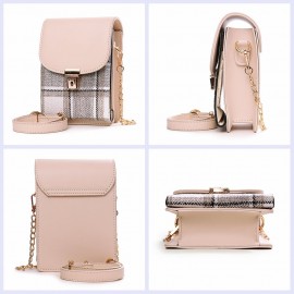 Women Multi-function Grid Pattern Shoulder Bags Crossbody Phone Bags